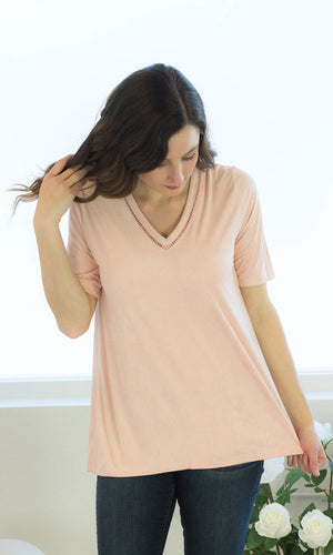 Box Stitch Top in Light Pink