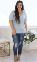 Box Stitch Top in Light Blue