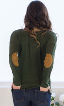 Buttoned and Patched Top in Forest Green