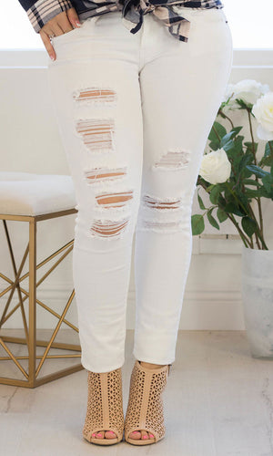 Every Day White Distressed Skinny